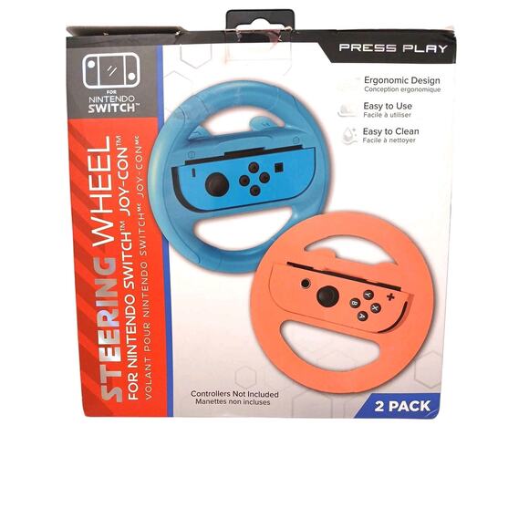 2 Pack Steering Wheel for Nintendo Switch Joy-Con Blue & Red Press Play Comfort - Picture 9 of 11